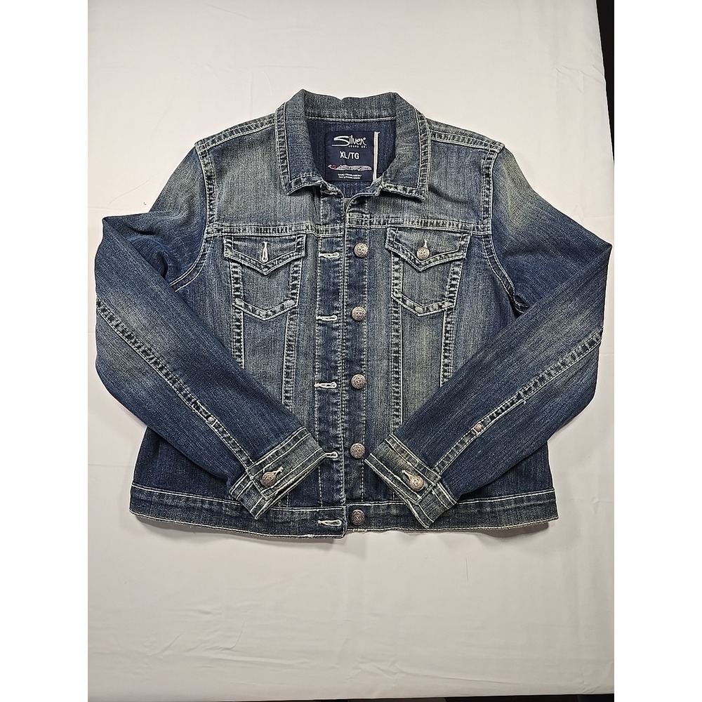 Silver Jeans Denim Jacket XL Distressed Y2K 90s Trucker Women's